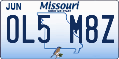 MO license plate OL5M8Z