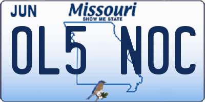 MO license plate OL5N0C