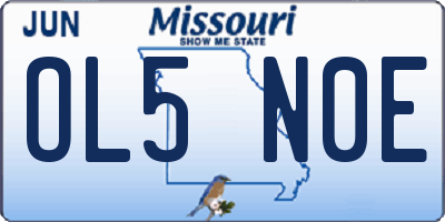 MO license plate OL5N0E