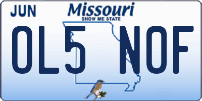 MO license plate OL5N0F