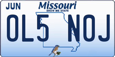 MO license plate OL5N0J