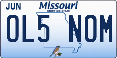 MO license plate OL5N0M