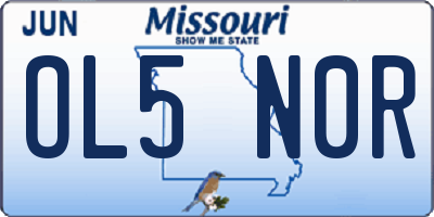 MO license plate OL5N0R