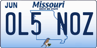 MO license plate OL5N0Z