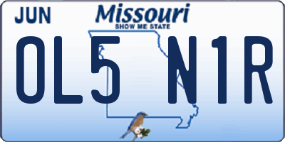 MO license plate OL5N1R