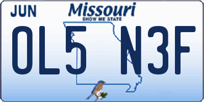 MO license plate OL5N3F