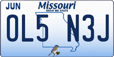 MO license plate OL5N3J