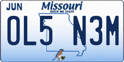 MO license plate OL5N3M