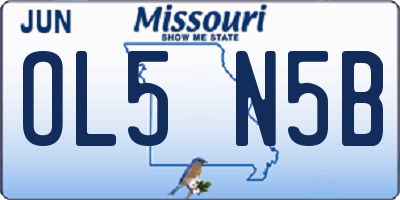 MO license plate OL5N5B