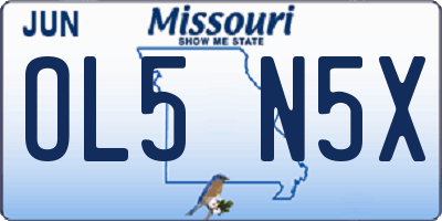 MO license plate OL5N5X