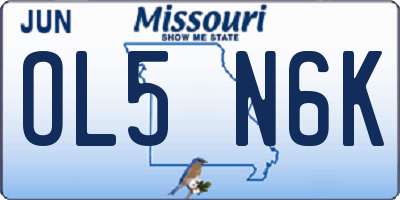 MO license plate OL5N6K