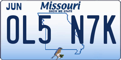 MO license plate OL5N7K