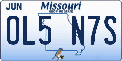 MO license plate OL5N7S