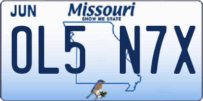 MO license plate OL5N7X