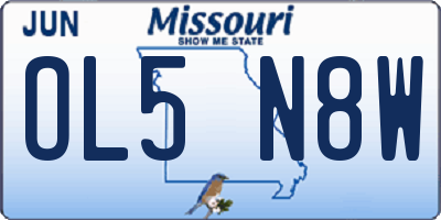 MO license plate OL5N8W