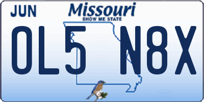 MO license plate OL5N8X