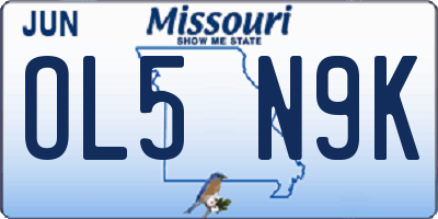 MO license plate OL5N9K