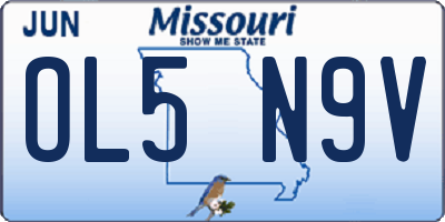 MO license plate OL5N9V