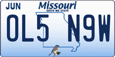 MO license plate OL5N9W