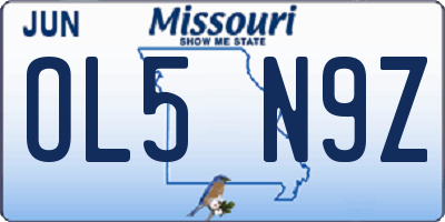 MO license plate OL5N9Z