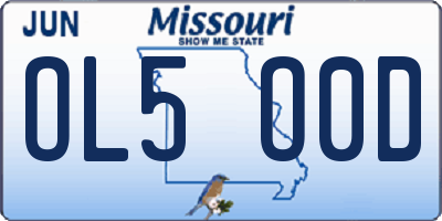 MO license plate OL5O0D