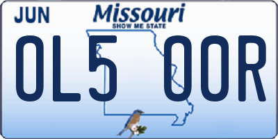 MO license plate OL5O0R