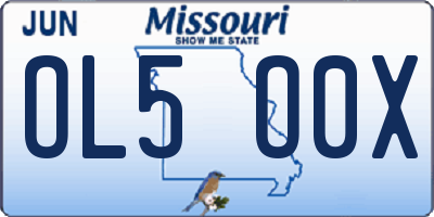 MO license plate OL5O0X