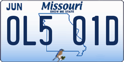 MO license plate OL5O1D