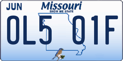 MO license plate OL5O1F