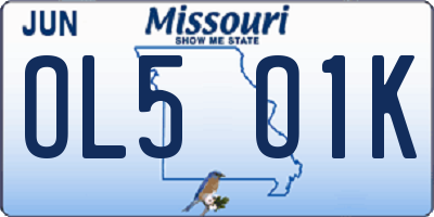 MO license plate OL5O1K