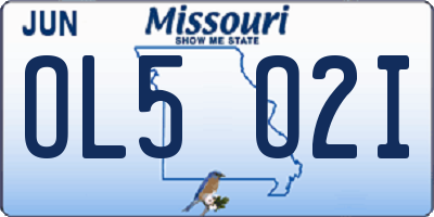 MO license plate OL5O2I