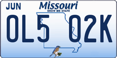 MO license plate OL5O2K