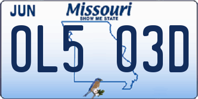 MO license plate OL5O3D
