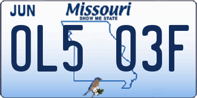 MO license plate OL5O3F