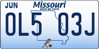 MO license plate OL5O3J