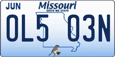 MO license plate OL5O3N