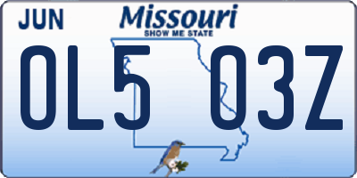 MO license plate OL5O3Z