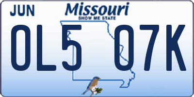 MO license plate OL5O7K