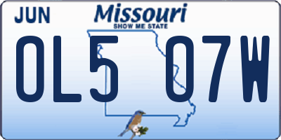 MO license plate OL5O7W