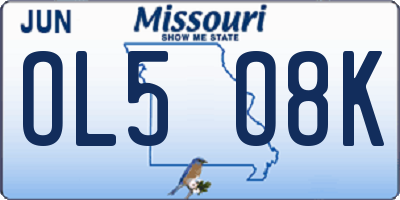 MO license plate OL5O8K