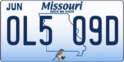 MO license plate OL5O9D