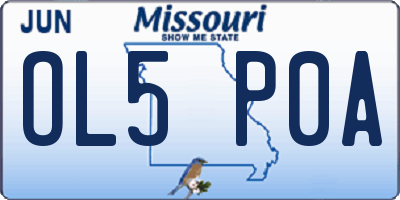MO license plate OL5P0A