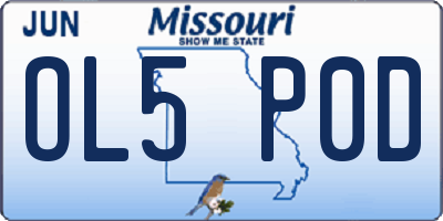 MO license plate OL5P0D