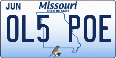 MO license plate OL5P0E