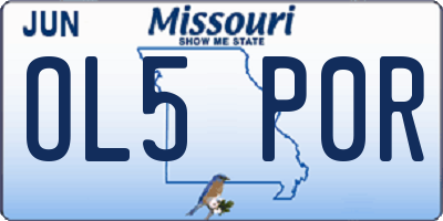 MO license plate OL5P0R