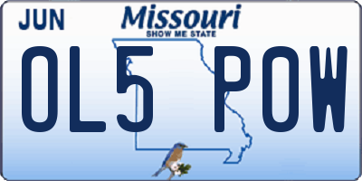 MO license plate OL5P0W