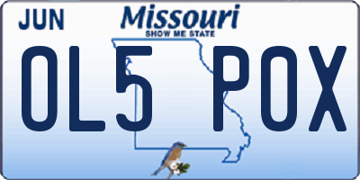 MO license plate OL5P0X