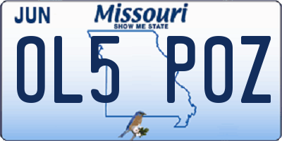 MO license plate OL5P0Z