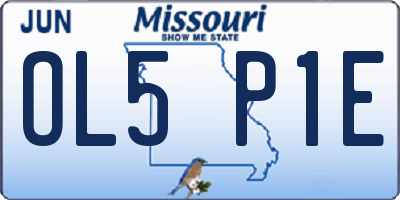 MO license plate OL5P1E