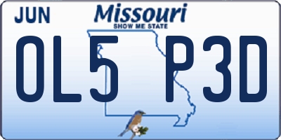 MO license plate OL5P3D